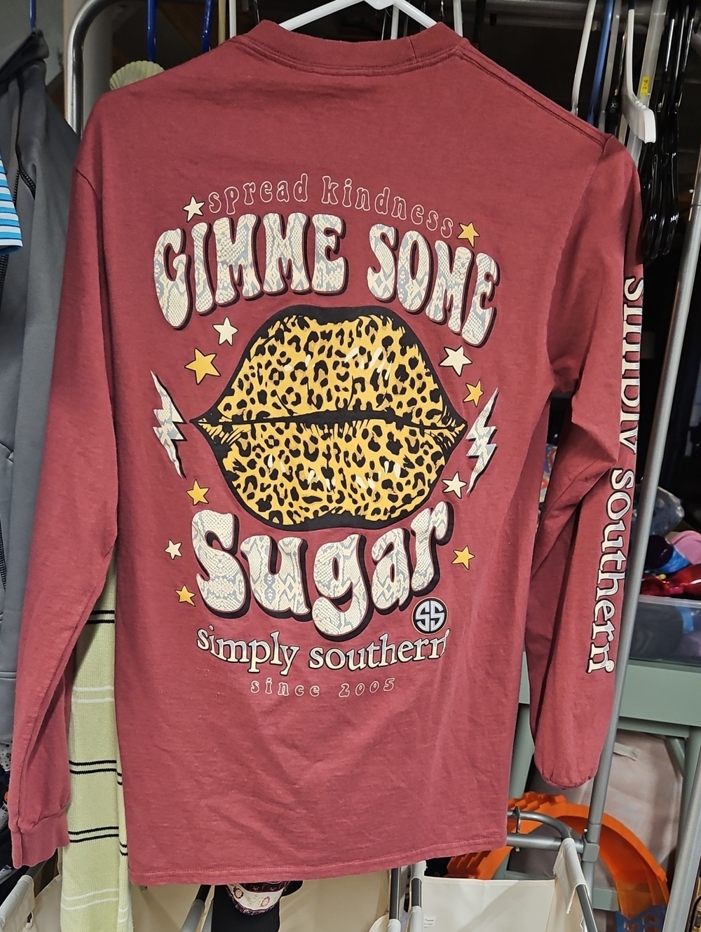 Simply Southern Gimme Some Sugar Graphic Long Sleeve Shirt Sz. Small